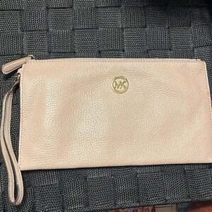 Michael Kors pink leather clutch
